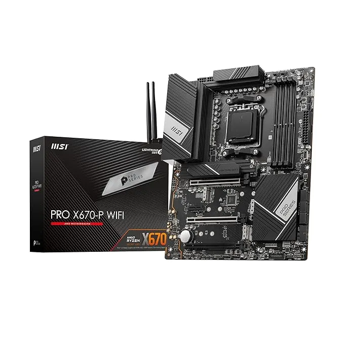 intel MSI PRO X670-P WiFi Motherboard | ATX-Supports AMD Ryzen 7000 Series Processors | AM5-DDR5 Memory Boost 6600+ MHz/OC | 3x PCl-E x16 slot, | Support HDMI/Type-C Displayport | 4x EZ Debug LED | Wi-Fi 6E