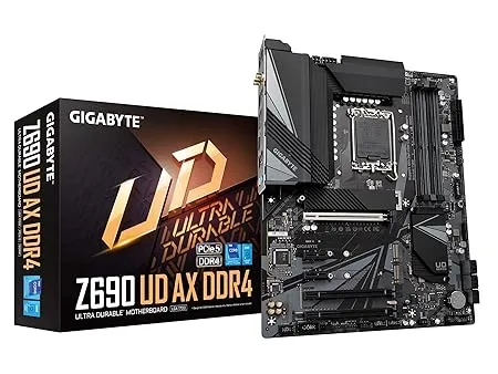 GIGABYTE Z690 UD AX DDR4 (LGA 1700/ Intel Z690/ ATX/ DDR4/ Triple M.2/ PCIe 5.0/ USB 3.2 Gen2X2/ Type-C/WiFi 6/2.5GbE LAN/Motherboard)