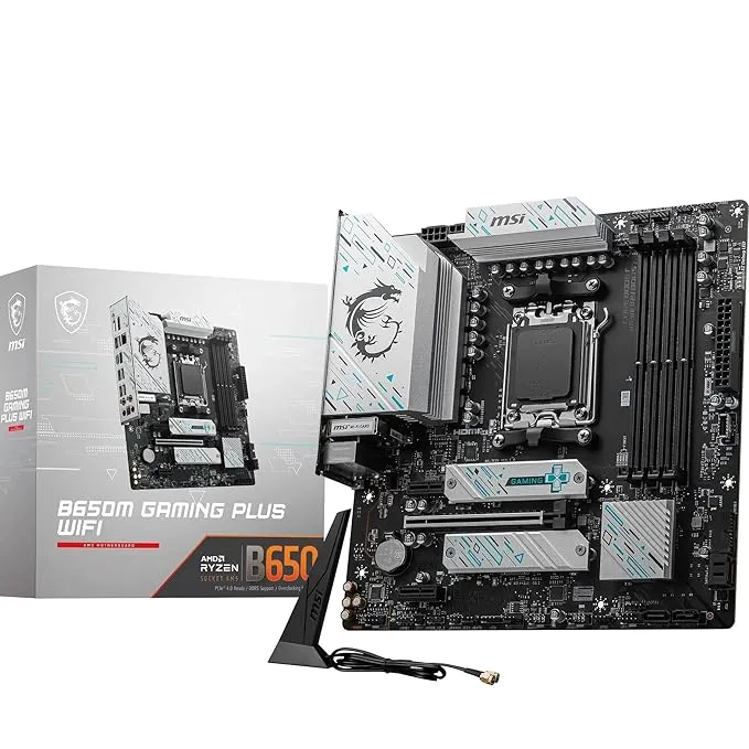 intel MSI B650M GAMING PLUS WIFI Motherboard, mATX - Supports AMD Ryzen 7000 Series Processors, AM5, DDR5 Memory Boost 7800+MHz/OC, 1 x PCIe 4.0 x16, 2 x M.2 Gen4, Wi-Fi 6E