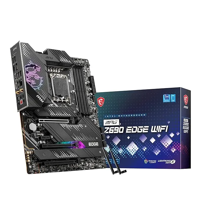 intel MSI MPG Z690 Edge WIFI ATX Gaming Motherboard - WiFi 6E, Powerful Performance, Reliable Connectivity, Supports 14th/13th/12th Gen Intel Core Processors, 105A SPS, DDR5 Boost, Mystic Light