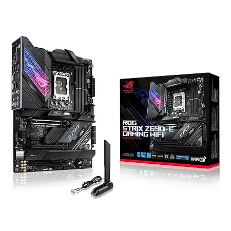 ASUS ROG Strix Z690-E Gaming WiFi 6E LGA 1700(Intel 12th Gen)ATX gaming motherboard(PCIe 5.0,DDR5,2.5 Gb LAN,Thunderbolt 4,5xM.2,1xPCIe 5.0 M.2,ROG Hyper M.2 Card,Front panel USB 3.2 Gen 2x2 Type-C)