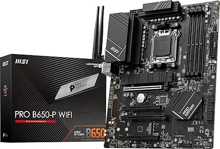 intel MSI PRO B650-P WiFi ProSeries Motherboard (AMD AM5, ATX, DDR5, PCIe 4.0, M.2, SATA 6Gb/s, USB 3.2 Gen 2, HDMI/DP, Wi-Fi 6E, AMD Ryzen 7000 Series Desktop Processors)