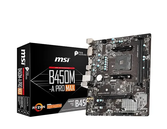 intel MSI B450M-A PRO MAX AMD AM4 DDR4 M.2 USB 3.2 Gen 1 HDMI M-ATX Motherboard