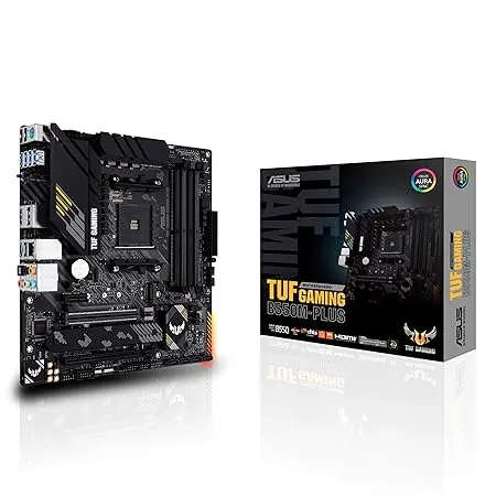 ASUS TUF Gaming B550M-PLUS AMD AM4 (3rd Gen Ryzen Micro ATX Gaming Motherboard (PCIe 4.0, 2.5Gb LAN, BIOS Flashback, HDMI 2.1, USB 3.2 Gen 2, Addressable Gen 2 RGB Header and Aura Sync)