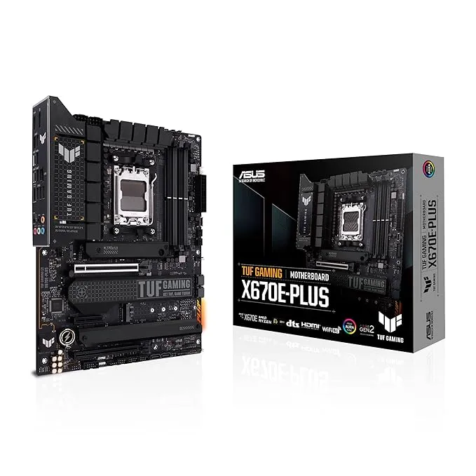 ASUS TUF Gaming X670E-PLUS AMD Ryzen ¢ AM5 ATX Motherboard, 16 Power Stages, PCIe® 5.0, DDR5 Memory, Four M.2 Slots, 2.5 Gb Ethernet, USB4 Header and Aura Sync