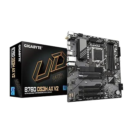 GIGABYTE B760 DS3H AX V2 LGA 1700 Intel B760 ATX Motherboard with DDR5, Dual M.2, PCIe 4.0, USB 3.2 Gen 2x2 Type-C, WiFi 6, 1GbE LAN, Q-Flash Plus, EZ-Latch