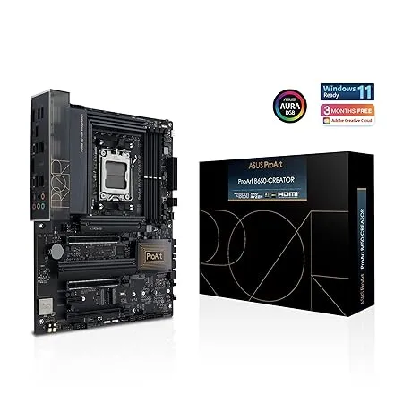 ASUS ProArt B650-Creator AM5(LGA 1718) Ryzen 7000 ATX Content Creator Motherboard(PCIe 5.0,DDR5,M.2 Slot Supports PCIe 5.0,2.5G & 1G LAN,USB 3.2 Gen2 Type-C Front Panel with DisplayPort™ via USB-C)