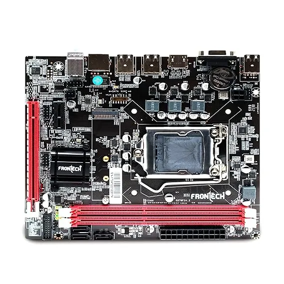 FRONTECH H61 Chipset Motherboard with 2xDDR3 RAM Slots LGA1155 Supports i3/i5/i7/Pentium Processors | 6+4 USB Ports | 4xSATA Slots | NVME Slots, 1xPCIEX16, 1xHDMI, 1xVGA (FT-0470)