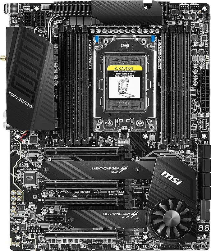 intel MSI TRX40 PRO WiFi ATX AMD Gaming Motherboard (AMD sTRX4, PCIe Gen4, M.2, USB3.2 Gen2x2, DDR4, Dual 10G LAN, Wi-Fi 6, ATX)