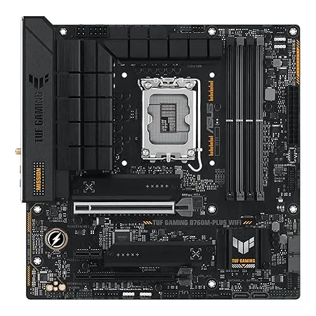 ASUS TUF GAMING B760M-PLUS WIFI (13th and 12th Gen) LGA 1700 mATX motherboard with PCIe 5.0, 2xPCIe 4.0 M.2 slots,DDR5,2.5Gb LAN,front USB 3.2 Gen 2 Type-C, Thunderbolt 4, AEMP II