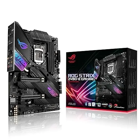 ASUS ROG Strix Z490-E Gaming LGA 1200 DDR4 (4600 O.C.) ATX Motherboard with 2X M.2 Slot WiFi 6 2.5Gb Ethernet and AI Overclocking Cooling