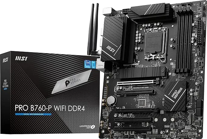 intel MSI PRO B760-P WIFI DDR4 ATX Motherboard- Powerful Performance, Reliable Connectivity, Sleek Design, Supports Intel Core 12th & 13th Gen Processors, DDR4, PCIe 5.0, USB 3.2 Gen2