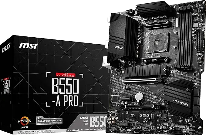 intel MSI B550-A PRO ProSeries Motherboard (AMD AM4, DDR4, PCIe 4.0, SATA 6Gb/s, M.2, USB 3.2 Gen 2, HDMI/DP, ATX)