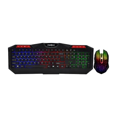 FRONTECH Wired Gaming Combo Keyboard and Optical Mouse with RGB Backlight Effects KB-0040(BLACK)