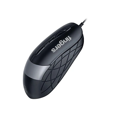 FINGERS SuperHit Wired Mouse with Advanced Optical Technology (Lightweight | Trendy Dual-Tone Design | Works Well with Windows®, macOS, Linux) (Matte Black + Steel Grey)