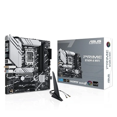 ASUS B760M-AYW WIFI D4, an Intel® B760 LGA 1700 mATX motherboard with PCIe 4.0, two PCIe 4.0 M.2 slots, DDR4, Realtek 2.5Gb Ethernet, WiFi 6, HDMI®, SATA 6 Gbps, front USB 3.2 Gen 1, Aura Sync