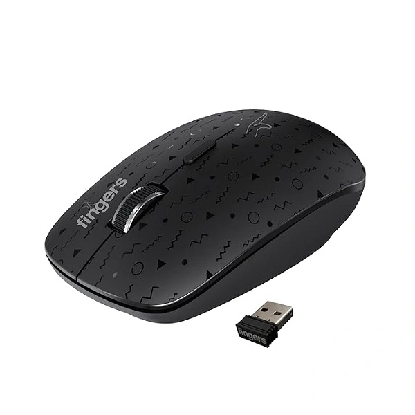 FINGERS TrendyGrip Wireless Mouse with abstract prints (2.4 GHz Wireless, Advanced Optical Technology with USB receiver, DVR Compatible, Power Save mode, Built-in switch, Plug-n-Play)