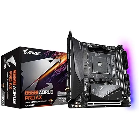 GIGABYTE B550I Aorus Pro Ax DDR4 Motherboard with Direct 8 Phases Digital Vrm, Dual Pcie 4.0/3.0 M.2 with Thermal Guard, Intel Wi-Fi 6 802.11Ax, 2.5Gbe LAN, RGB Fusion 2.0, Mini ITX