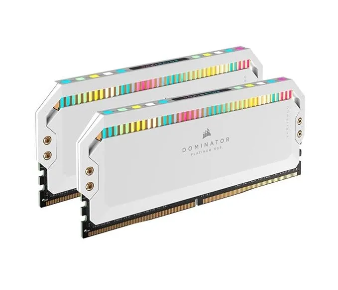 Corsair Dominator Platinum RGB DDR5 32GB (2x16GB) DDR5 5600 MHz C36 Intel Optimised Desktop Memory (Onboard Voltage Regulation, Patented DHX Cooling, 12 Ultra-Bright CAPELLIX RGB LEDs) White