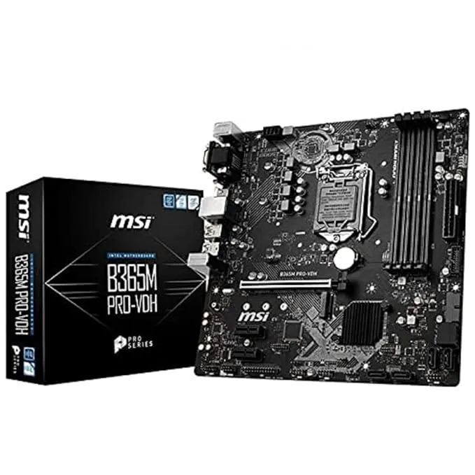 intel MSI B365M PRO-VDH Intel LGA-1151 Micro-ATX Motherboard with DDR4 2666MHz, Core Boost, DDR4 Boost, Audio Boost and EZ Debug LED