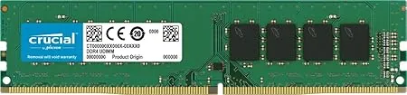 Crucial 16GB Single DDR4 3200 MT/s (PC4-25600) CL22 DR x8 Unbuffered DIMM 288-Pin Memory - CT16G4DFD832A, Green