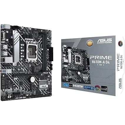 ASUS Prime H610M-A D4-CSM LGA 1700(Intel 12th Gen) Micro-ATX Commercial Motherboard (PCIe 4.0, DDR4, 2xM.2 Slots,1Gb LAN, Rear USB 3.2 Gen 2 Ports, DP/HDMI/D-Sub, SPI-TPM Header, ACCE)