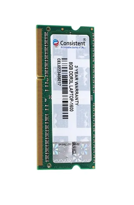 Consistent 8GB DDR3 1600 Laptop RAM, Plug-and-Play, No Additional Drivers Required with 3 Year Warranty