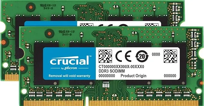 Crucial 16GB kit (8GBx2) CT2KIT102464BF160B 204-pin SODIMM DDR3 PC3-12800 Memory Module