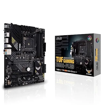 ASUS ATX TUF Gaming B550-PLUS AMD AM4 Socket for AMD Ryzen 5000/5000 G/ 4000 G/ 3000 2.5Gb Ethernet HDMI Display Port SATA 6 Gbps USB 3.2 Gen2, Aura Sync RGB Lighting Support - DDR4