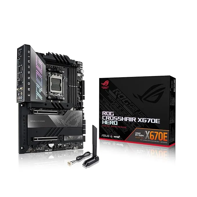 ASUS ROG Crosshair X670E Hero ATX Motherboard, 18 + 2 Power Stages, ¯PCIe® 5.0, DDR5 Support, Five M.2 Slots, USB 3.2 Gen 2x2 Front-Panel Connector with Quick Charge 4+, USB4®, Wi-Fi 6E