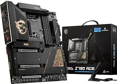 intel MSI MEG Z790 ACE Gaming Motherboard (Supports 12th/13th/ 14th Gen Intel Processors, LGA 1700, DDR5, PCIe 5.0, M.2, 2.5Gbps LAN, USB 3.2 Gen2, Wi-Fi 6E, Bluetooth 5.3, Thunderbolt, E-ATX)