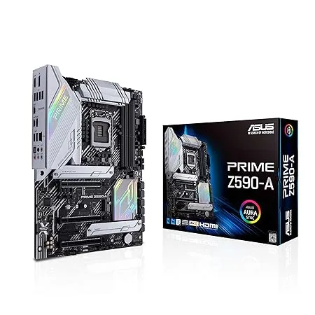 ASUS Prime Z590-A Lga 1200 (Intel11Th/10Th Gen) Atx Motherboard (14+2 Drmos Power Stages,3X M.2, Intel 2.5 Gb Lan, Usb 3.2 Front Panel Type-C, Thunderbolt 4, Aura Sync Rgb Lighting), ddr_4