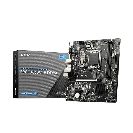 intel MSI Pro B660M-E Ddr4 Motherboard, Micro-Atx - Supports Intel 12Th Gen Core Processors, Lga 1700 - Ddr4 Memory Boost 4600+Mhz/Oc, Pcie 4.0 X16 Slot, M.2 Gen3 X4, 2.5G LAN