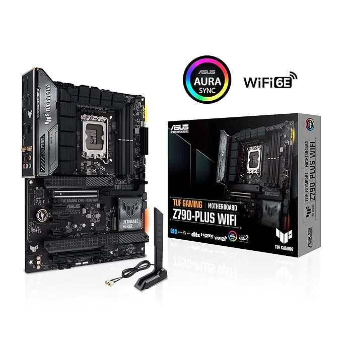 ASUS TUF Gaming Z790-Plus WiFi LGA 1700(Intel®12th&13th Gen) ATX Gaming Motherboard(PCIe 5.0,DDR5,4xM.2 Slots,16+1 DrMOS,WiFi 6,2.5Gb LAN,Front USB 3.2 Gen 2 Type-C®,Thunderbolt 4(USB4),Aura RGB)