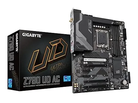 GIGABYTE Z790 UD AC (LGA 1700/ Intel Z790/ ATX/ DDR5/ Triple M.2/ PCIe 5.0/ USB 3.2 Gen2X2 Type-C/Intel Wi-Fi/ 2.5GbE LAN/PCIe EZ-Latch/Multi-Key/Motherboard)