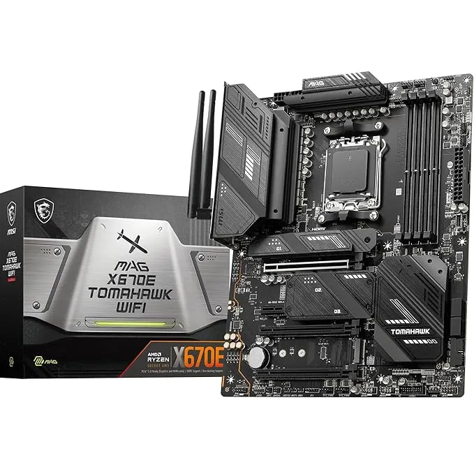 intel MSI MAG X670E TOMAHAWK WIFI Motherboard, ATX - Supports AMD Ryzen 7000 Series Processors, AM5-80A SPS VRM, DDR5 Memory Boost 6600+MHz/OC, PCIe 5.0 x16, M.2 Gen5, Wi-Fi 6E