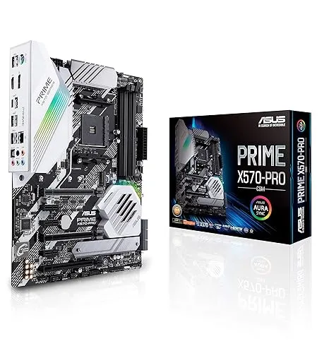 Asus Prime X570-PRO/CSM AMD AM4 ATX Motherboard with PCIe 4.0, 14 DrMOS Power Stages, Dual M.2, HDMI, SATA 6Gb/s, USB 3.2 Gen 2 Front-Panel Connector and Aura Sync RGB Lighting