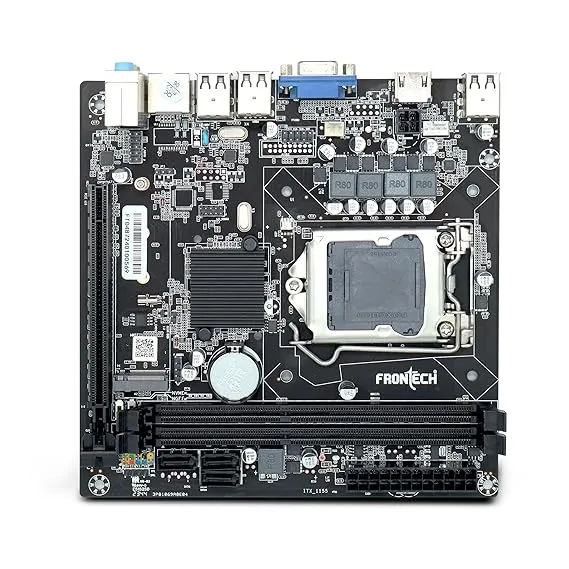 FRONTECH H61 Chipset Motherboard with 2xDDR3 RAM Slots LGA1155 Supports i3/i5/i7 Processors | 6+4 USB Ports | PCIe 16x | 3xSATA Slots | 1xHDMI, 1xVGA, (FT-0487)