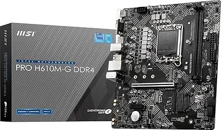 intel MSI PRO H610M-G DDR4 DDR4 Motherboard (mATX, 12th Gen Intel Core, LGA 1700 Socket, DDR4, PCIe 4, 2.5G LAN, M.2 Slots, USB 3.2)