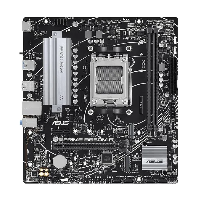 ASUS AMD B650 Prime B650M-R Micro-ATX Motherboard, DDR5, PCIe 4.0 Support, Realtek 2.5Gb Ethernet, HDMI, SATA 6 Gbps, Front USB 5Gbps Type-C