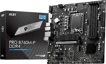 intel MSI PRO B760M-P DDR4 ProSeries Motherboard (Supports 12th/13th Gen Intel Processors, LGA 1700, DDR4, PCIe 4.0, M.2, Gbps LAN, USB 3.2 Gen2, mATX)