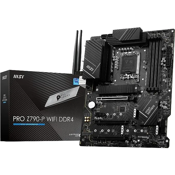 intel MSI PRO Z790-P WIFI DDR4 Motherboard, ATX - Supports Intel 12th & 13th Gen Core Processors, LGA 1700-55A DrMOS, DDR4 Memory Boost 5333+MHz/OC, PCIe 5.0 & 4.0 x16, 4 x M.2 Gen4, Wi-Fi 6E, 2.5G LAN