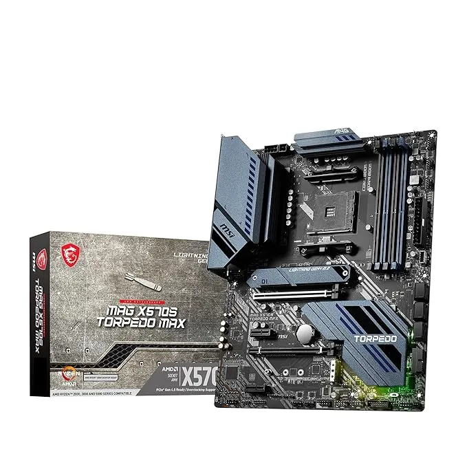 intel MSI Components AMD Ryzen 5000 Series MSI X570S Torpedo MAX AM4 Socket ATX Gaming Motherboard (7D54-005R)