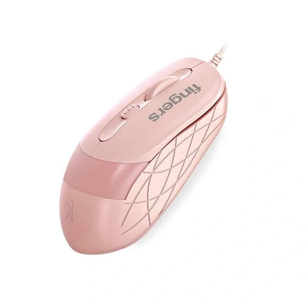 FINGERS SuperHit Wired Mouse with Advanced Optical Technology (Lightweight | Trendy Dual-Tone Design | Works Well with Windows®, macOS, Linux) (Blush Pink)