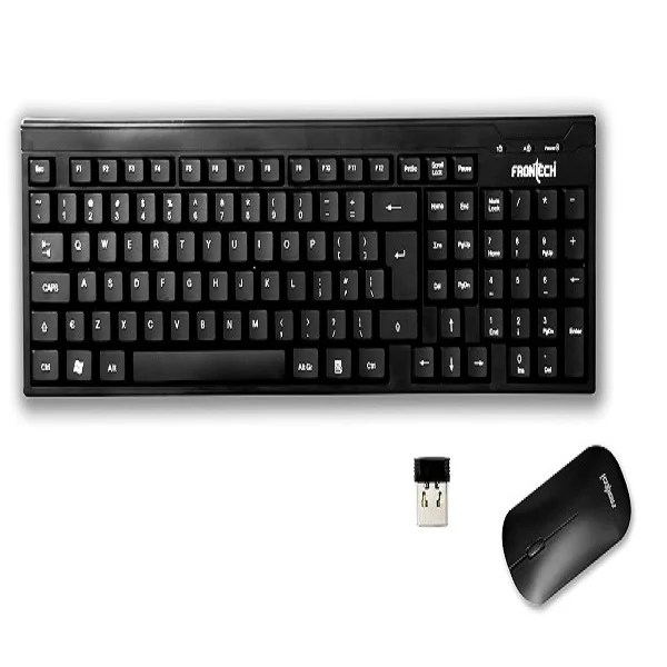 Frontech KB-0015 Multi-Device Wireless Keyboard Mouse Combo for Seamless Connection || Black