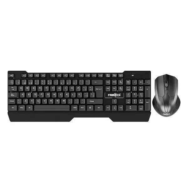 Frontech KB-0017 Multi-Device Wireless Keyboard Mouse Combo for Seamless Connection || Black