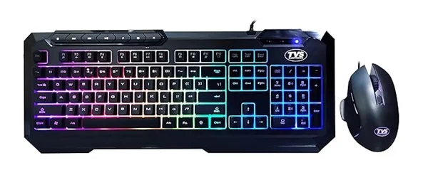 TVS CHAMP Blitz Gaming RGB BACKLIT Keyboard & Mouse Combo with Rainbow Backlight USB Black